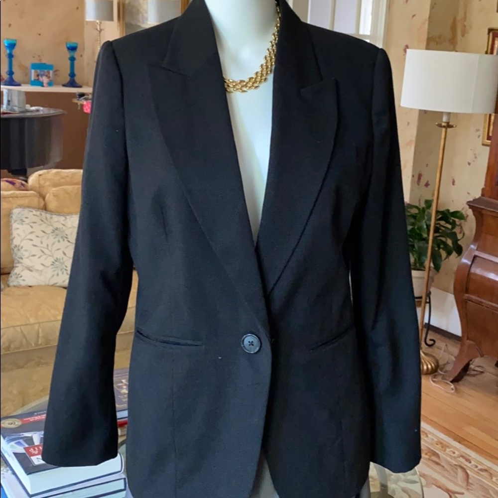 Black linen single breasted jacket/blazer